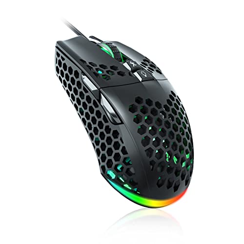 SOLAKAKA RGB Wired Gaming Mouse with Honeycomb Shell,Adjustable 12800 DPI,7 Programmable Buttons,Lightweight Gaming Mice Ergonomic Computer Mouse Gaming for Windows/PC/Mac/Laptop Gamer