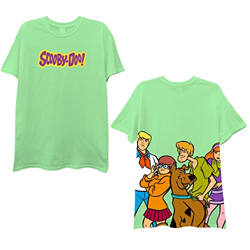Scooby-Doo Mens Throwback Shirt, Shaggy, Velma Tee - Throwback Placement Print T-Shirt (Mint, Large)