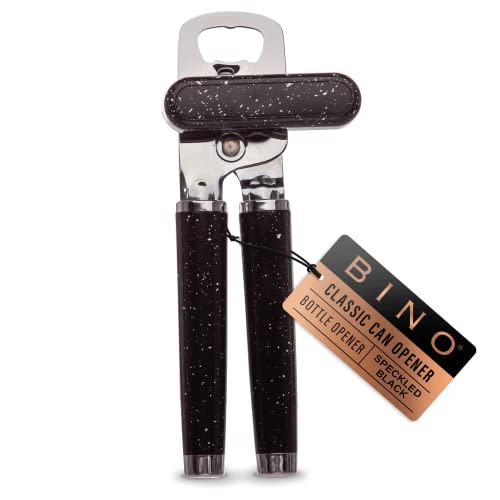 BINO Stainless Steel Can Opener - Speckled Black | Bottle Opener Manual | HandHeld Can Opener | Utility Can Opener | Can Opener with Sharp Blades Smooth Edge | Hand Can Opener | Kitchen Accessories
