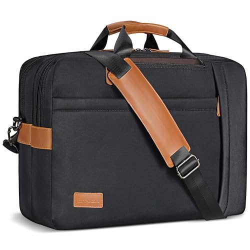 ESTARER Men's Laptop Messenger Bag, 17-17.3 Inch Laptop Backpack, Water Resistant Nylon Computer Bag Shoulder Bag, 3 in 1 Convertible Laptop Briefcases (Black)