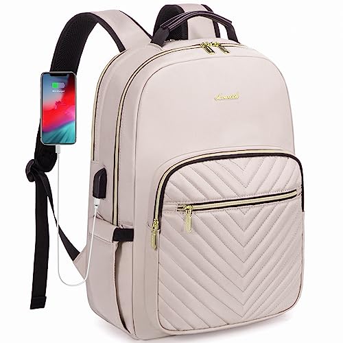 LOVEVOOK Laptop Backpack for Women, 17 Inch Large Capacity Travel Computer Work Bags, Business Nurse Backpack Purse for Womens, Backpacks, Antiquewhite