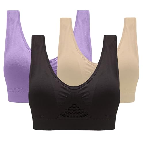 3PC Sports Bras for Women Plus Size Full Coverage Bras High Stretch Sports Bras Soft Breathsble Sports Everyday Bra