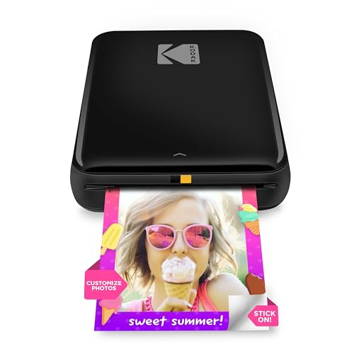 KODAK Step Wireless Mobile Photo Mini Color Printer (Black) Compatible w/ iOS & Android, NFC & Bluetooth Devices, Black, 2x3