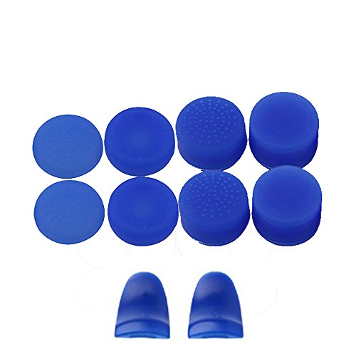 Replacement L2 R2 Buttons Trigger Extender + Silicone Analog Thumb Stick Cap Cover Grip Thumbsticks Joystick for Sony PS4 PS4 Pro Slim Controller (Blue)