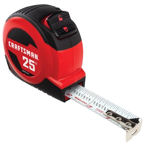 CRAFTSMAN 25-Ft Tape Measure with Fraction Markings, Retractable, Self-Locking Blade (CMHT37225)