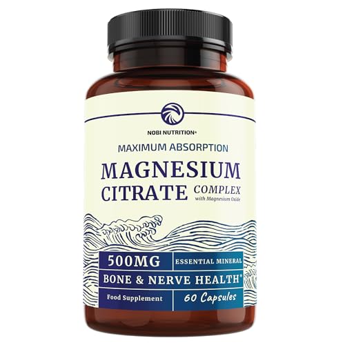 Magnesium Citrate Complex 500 MG for Calm, Relaxation, Constipation & Digestion Health Support | High Absorption Magnesium Supplement with Elemental Magnesium Oxide | Non-GMO, Soy-Free | 60ct