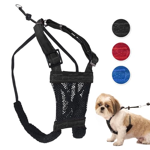Sporn No Pull Dog Harness Small Size, Black Padded Durable Nylon Mesh Dog Harness, Breathable & Easy Dog Walking Harness for Puppy Training, Provides to Small, Miniature & Toy Breeds