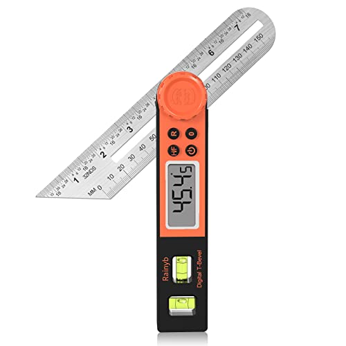 Digital Angle Finder Protractor 0-360 Degree T-Bevel Gauge & Protractor with Horizontal Vertical Bubble & Full LCD Display for Woodworking, Metalworking, Construction