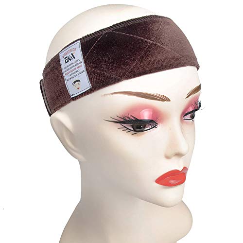 GEX Wig Grip Band Flexible Velvet Scarf Head Hair Band Wig Band with Adjustable Fastern (Dark Brown)