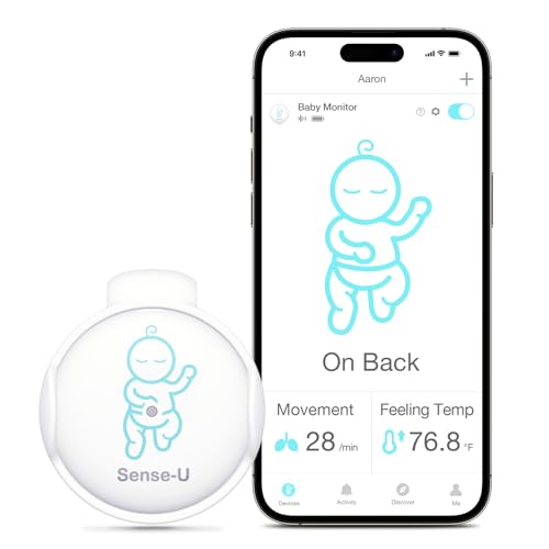 Sense-U Smart Baby Abdominal Movement Monitor - Tracks Baby's Abdominal Movement, Feeling Temperature, Rollover with Instant Audio Alerts on Smartphones