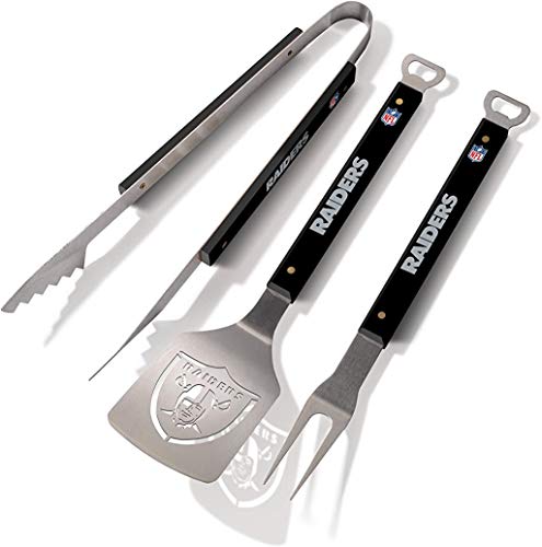 YouTheFan NFL Las Vegas Raiders Spirit Series 3-Piece BBQ Set, Stainless Steel, 22' x 9'