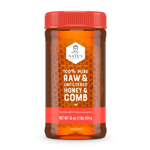 Nate's 100% Pure Raw & Unfiltered Honey and Comb - 16oz. Jar