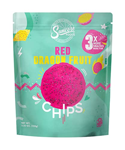 Suncore Foods Red Dragon Fruit Chips & Snacks, 5.32oz (1 Pack), Gluten Free, Non-GMO