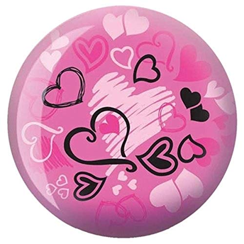 Brunswick Bowling Products Hearts Glow Viz-A-Ball Bowling Ball 10Lbs, Pink/Black, 10 lbs