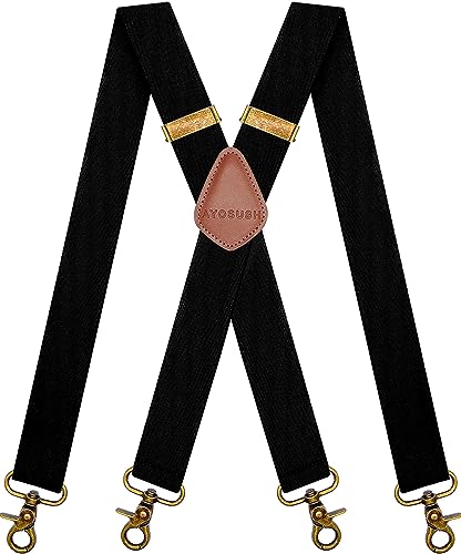 AYOSUSH Suspenders for Men Swivel Snap Hooks Black Elastic Formal Heavy Duty Braces Big And Tall