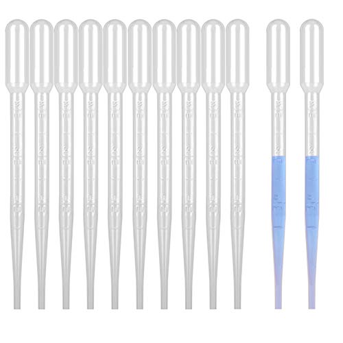 moveland 3ML Plastic Pipettes Disposable Eye Dropper Pipettes, Premium Graduated Pipettes Essential Oil Transfer for Makeup Tool, Science Class, Crafting, DIY Ar, 10 PCS