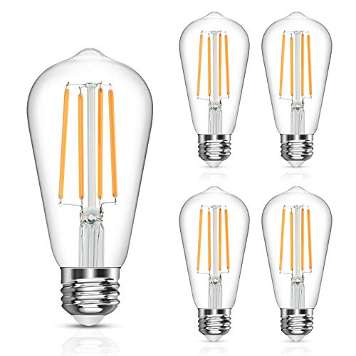 LANGREE Vintage LED Edison Bulb, 6W, Equivalent 60W, Soft White 2700k, Non-Dimmable Led Filament Light Bulb, E26 Base, High CRI 95+ Eye Protection, Clear Glass for Home Kitchen, Pack of 5