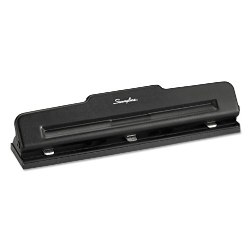 Swingline 3 Hole Punch, 10 Sheet Capacity Three Hole Puncher 3 Ring, Adjustable 2-3 Hole Paper Punch, Black (74015)