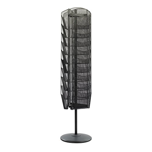 Safco Onyx Rotating Mesh Magazine Stand, Brochure Organizer, Display Rack with 30 Pockets, Commercial-Grade Steel Construction