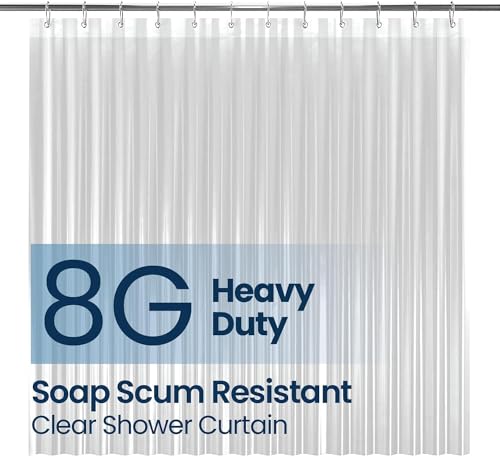 LiBa Waterproof Plastic Shower Curtain - Bathroom Shower Curtain Premium PEVA Non-Toxic Shower-Liner with Rust Proof Grommets Clear 8G Heavy Duty Bathroom Accessories 72x84 - Clear