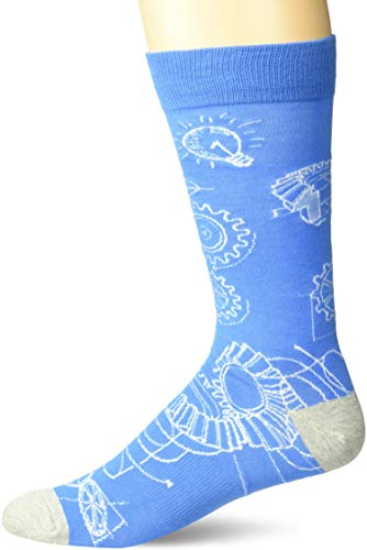 K. Bell Men's Occupation Novelty Crew Socks, Blue (Engineered), Shoe Size: 6-12
