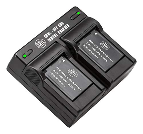 BM 2 NB-11LH Batteries and Dual Battery Charger for Canon Elph 135, Elph 140, Elph 150, Elph 160, Elph 170, Elph 180, Elph 190, Elph 320 HS, Elph 340, Elph 350, Elph 360, SX400, SX410, SX420 Cameras