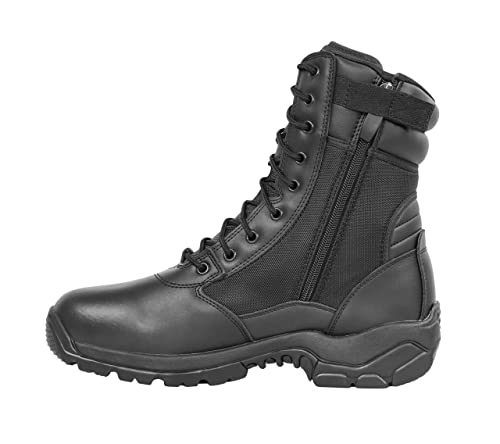 LA Police Gear Men's Core 8' Side-Zip Duty Boot, Oil & Slip Resistant Lightweight Leather Uniform Boot, Men's Tactical Boot - Black - 10-Standard