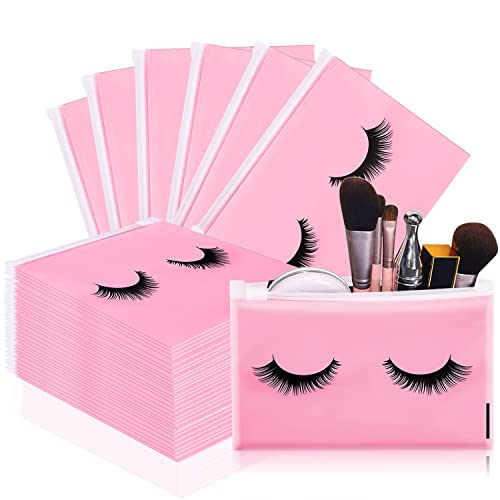 Noverlife 100PCS Eyelash Bags, Eyelash Aftercare Bags, Cosmetic Bags Packaging with Small Zipper, Empty Lash Makeup Storage Bags Pouches Women Travel Pouch Cases, 6' x 4' / 15 x 11cm