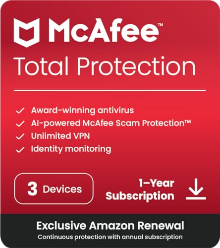 McAfee Total Protection 2024 | 3 Device | Cybersecurity Software Includes Antivirus, Secure VPN, Password Manager, Dark Web Monitoring