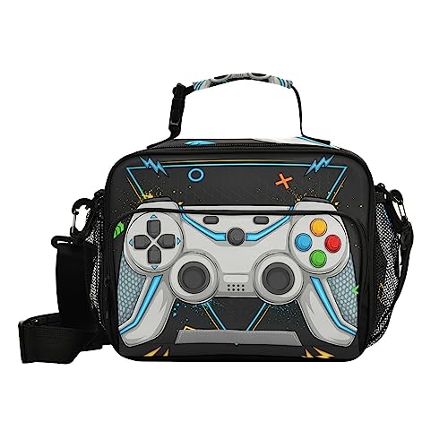 KOCOART Joystick Game Console Lunch Bag for Women Men Controller Insulated Cooler Tote Bag with Adjustable Shoulder Strap Large Capacity Reusable Leakproof Picnic Lunch Box Outdoor for Adult Office