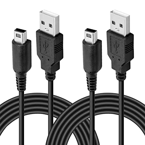 Coomoors DSi Charger,1.2M/4FT 3DS 2DS Lite Charger Cable Power USB Charging Cord for Compatible with Nintendo New 3DS/3DS XL/2DS/2DS XL/DSi XL Lite Black Wall Charger and Car Charger(2 Pack)