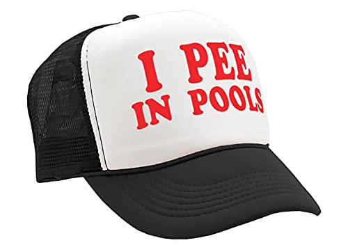 I Pee in Pools Funny Dare Gag Gift Joke - Adult Trucker Cap Hat, Black