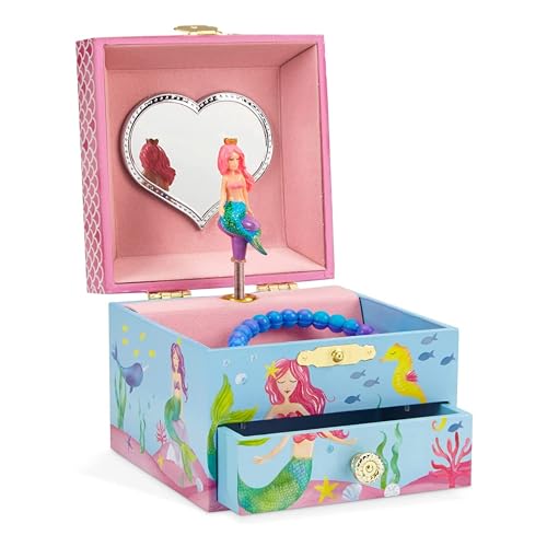 Jewelkeeper Mermaid Girl's Musical Jewelry Box, Underwater Design Pullout Drawer, Over The Waves Tune