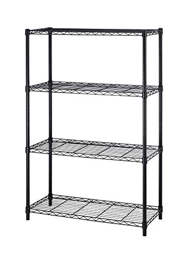 4 Tier Shelving Unit NSF Wire Shelf Metal Large Storage Shelves Heavy Duty Height Adjustable Commercial Grade Steel Utility Layer Shelf Rack Organizer 1000 LBS Capacity -14x36x54,Black