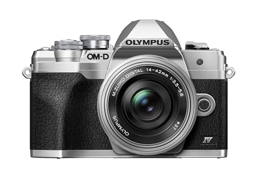 Olympus OM-D E-M10 Mark IV Camera with M.Zuiko Digital ED 14-42mm F3.5-5.6 EZ Lens, Silver