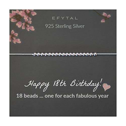 EFYTAL 18th Birthday Gifts for Girls, 925 Sterling Silver Bracelet, 18th Birthday Decorations for Girls, 18 Year Old Girl Birthday Gifts, Gifts for 18 Year Old Girl, 18 Birthday Gifts Ideas for Girls