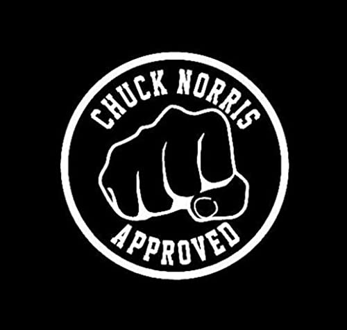 MAF(PC) Trading Chuck Norris Approved Fist Funny Vinyl Decal White 5.5' - Sticker for Laptop, Car, Truck, Wall Art