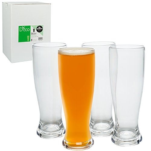 D'Eco Unbreakable 24 oz Pilsner Beer Glasses (Set of 4) - Reusable Shatterproof Classic Pub Beer & Cocktail Glasses - Perfect Indoor Outdoor Drinking Cups for Parties - Father's Day Beer Pint Gift Set