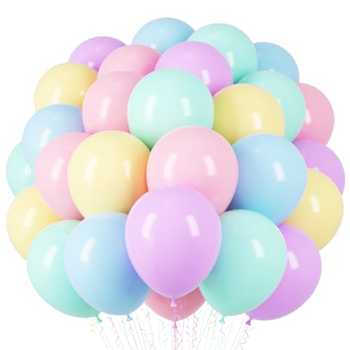 Voircoloria Pastel Balloons, 66pack 12inch Macaron Latex Party Balloons for Graduation, Easter, Wedding, Birthday, Bridal Shower, Rainbow Party, Baby Shower, Anniversary Party Decorations