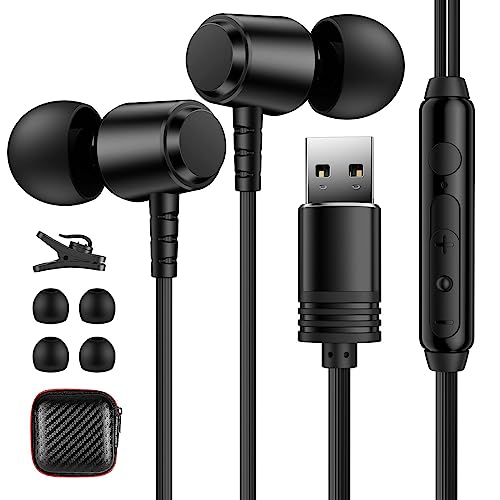 USB Headset with Microphone for PC,Magnetic Noise Cancelling Lightweight Computer Headphones for Laptop, PC Headset with Audio Controls Mute Function for Office Live Broadcast Gaming Headset PS5 PS4