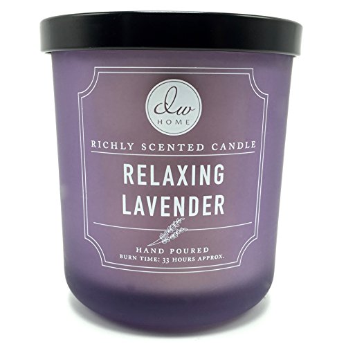 DW Home Relaxing Lavender Scented Candle Hand Poured Into a Frosted Heavy Glass Jar 9.5 Ounces