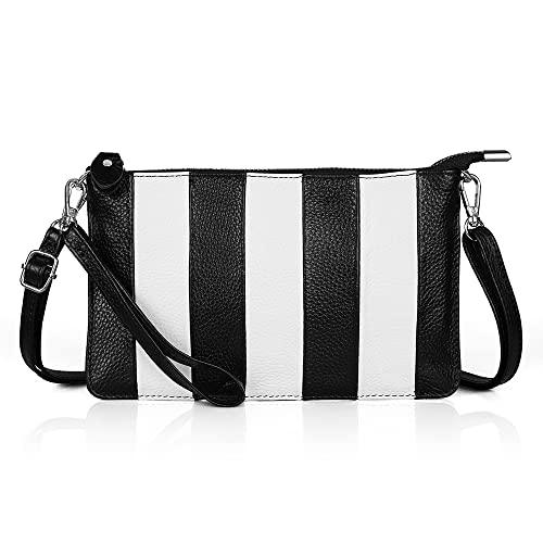 befen Trendy Leather Wristlet Clutch Wallet Purses Small Crossbody Bags for Women (Colorblock Black White)