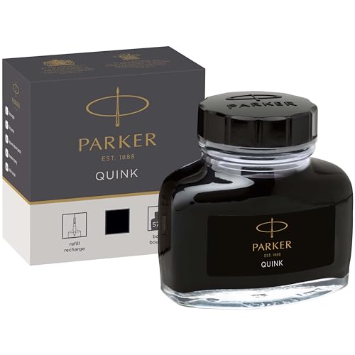 Parker Fountain Pen Ink Bottle, Black QUINK Ink, 57 ml Fountain Pen Refill