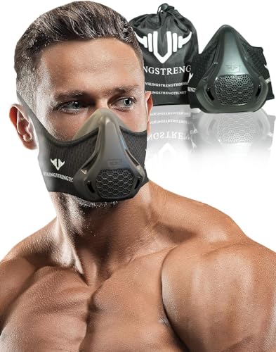 Vikingstrength New 24 Levels Workout Mask for Running Biking MMA Endurance with Adjustable Resistance, Altitude Training+ V-Strength Workout App