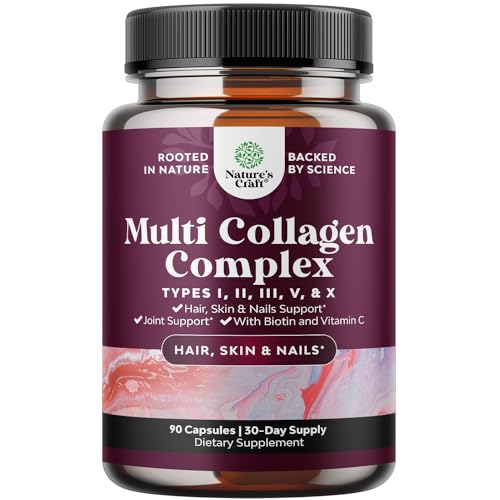 Advanced Multi Collagen Complex - Biotin and Collagen Supplement for Men and Women with BioPerine and Vitamin C - Type 1 2 3 5 & X Collagen Pills for Bone and Joint Support Hair Skin and Nails