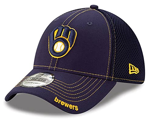 Milwaukee Brewers Neo 39Thirty Stretch Fit Hat (Small-Medium) Navy