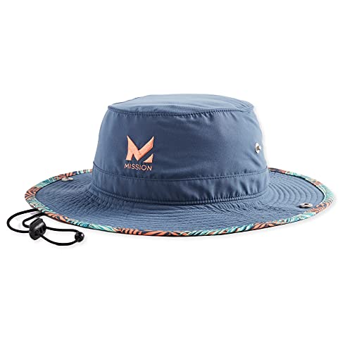 MISSION Cooling Bucket Hat, UPF 50, 3' Wide Brim Sun Hat - Cools When Wet, UPF 50 (Sea Palm)