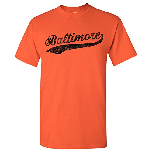 UGP Campus Apparel Baltimore City Baseball Script - Hometown Pride Souvenir Basic Cotton T-Shirt - 2X-Large - Orange