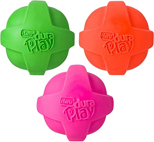 Hartz Dura Play Ball for Medium to Large Dogs Assorted Color, 3 Dura Play Balls