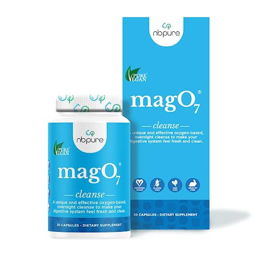 nbpure MagO7 - Natural Colon Cleanse & Detox - Occasional Constipation Relief, Stool Softening, & Bloating Support for Men & Women - Ozonated Magnesium Oxide, 30 Capsules
